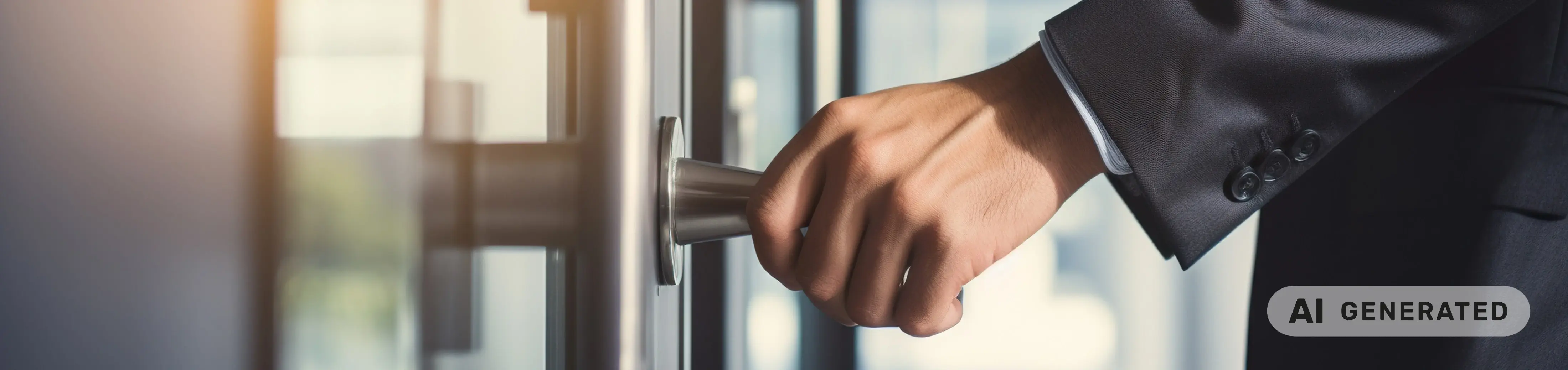 Hand öffnet Tür - KI generiert