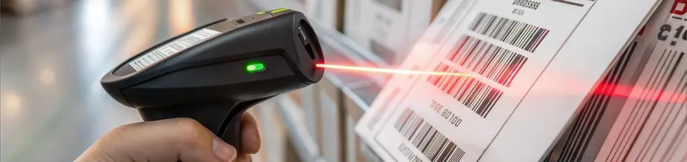 Handscanner scannt Barcode