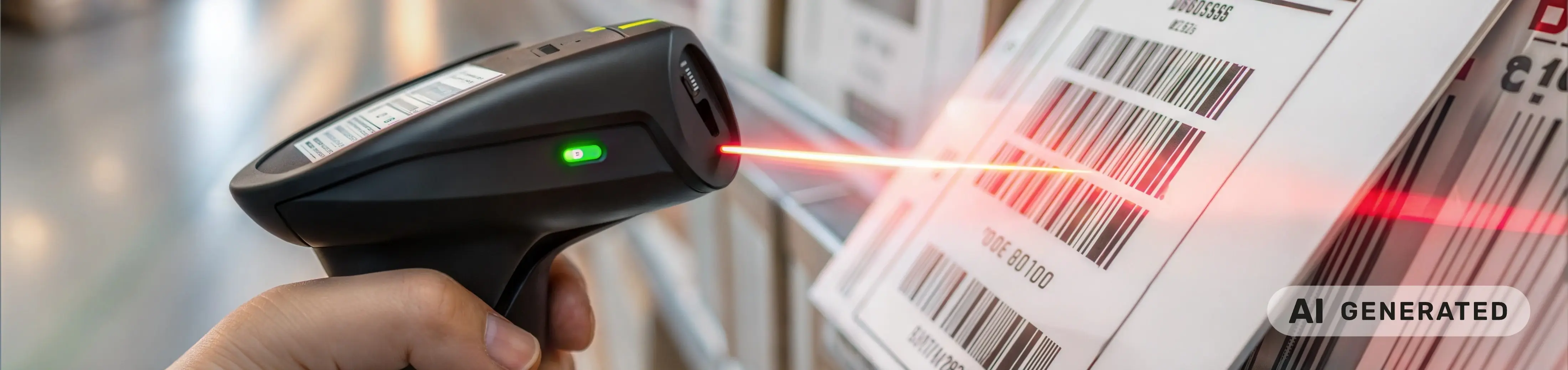 BDE-Scanner scannt Barcode - KI generiert